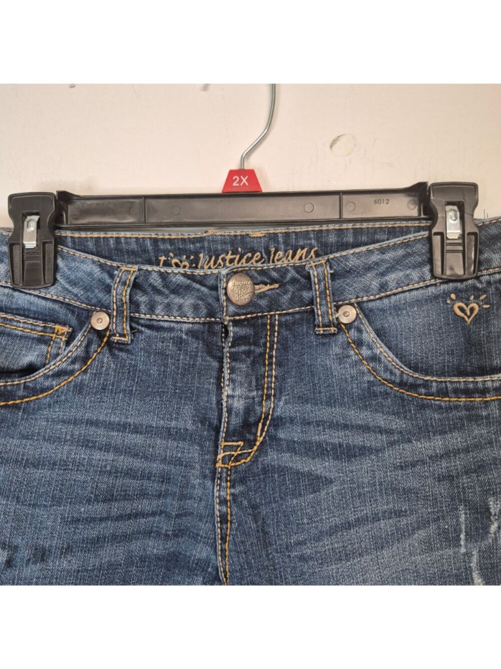 Girls Justice Jeans Denim Shorts Distressed Blue Size 16R Simply Low Stretch - Picture 3 of 7